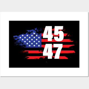 45 47 Trump Vintage USA Flag 2024 Posters and Art